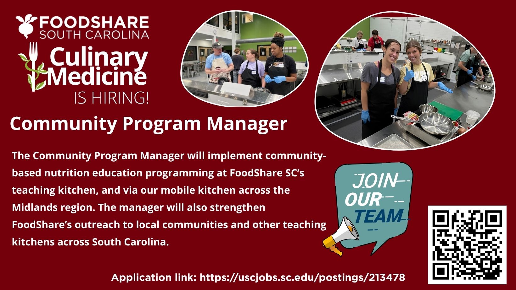 FoodShare South Carolina is Seeking Applicants for Culinary Medicine Community Program Manager